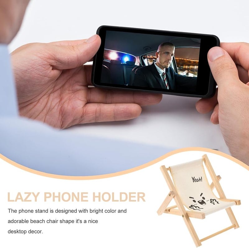 Foldable Beach Chair Phone Stand Cute Miniature Desktop Mobile Holder For Travel Office - Image 3